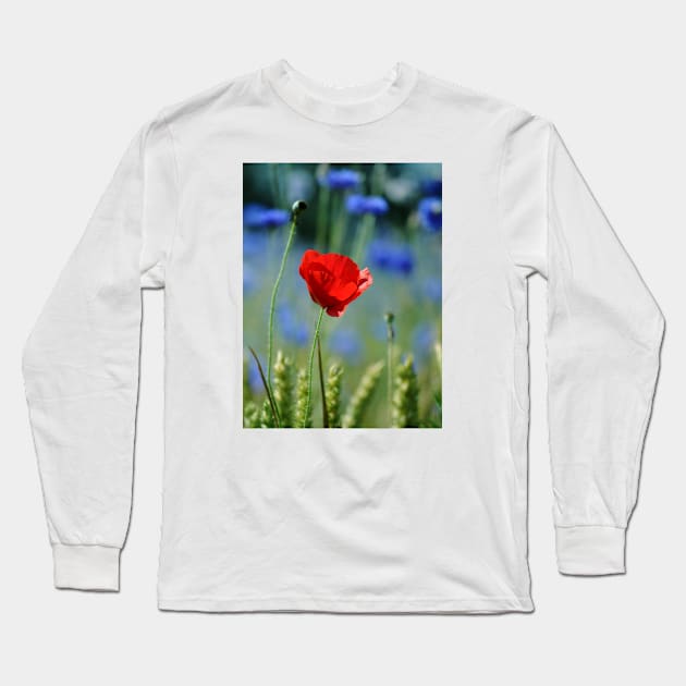 Lonely Poppy Long Sleeve T-Shirt by Hemeria